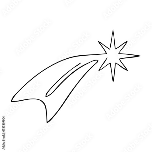 Logo con dibujo de línea continua de estrella navideña de Belén para tarjetas y felicitaciones de Navidad