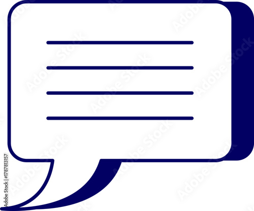Modern speech bubble illustration with horizontal lines for text representation