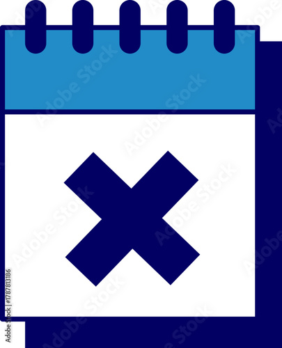 Calendar icon illustration symbolizing cancellation or a crossed-out event reminder
