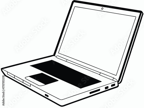Modern Portable Laptop Digital Computer Technology with vector illustration