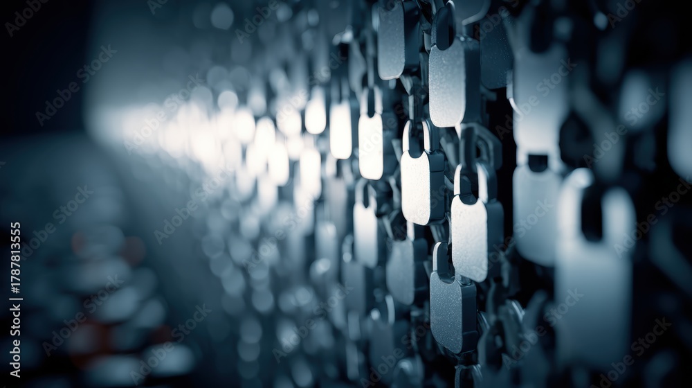 Obraz premium Glowing shield wall, digital firewall design