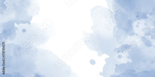  Abstract Pastel soft blue watercolor paint brush. watercolor texture for cards, Brushstrokes and splashes. Pastel blue texture design template for birthday invite or card