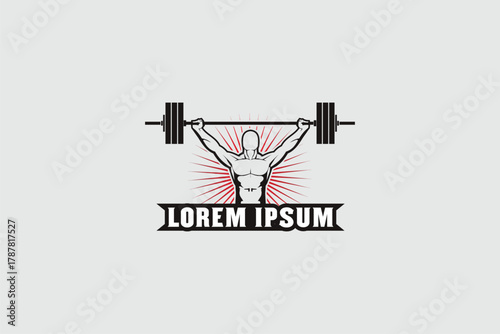 weightlifter athlete vector image badge logo sport template