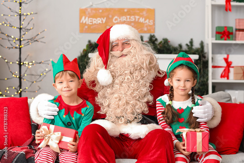 Santa claus with happy chil...