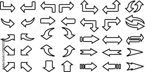 diverse collection line arrows icon set vector design image