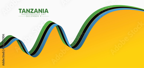 Tanzania national flag wave design for Independence Day celebration background