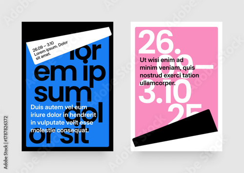 Simple template with geometric shapes and folded sheet of paper. Frame for your message. Layout for flyer, poster or cover.