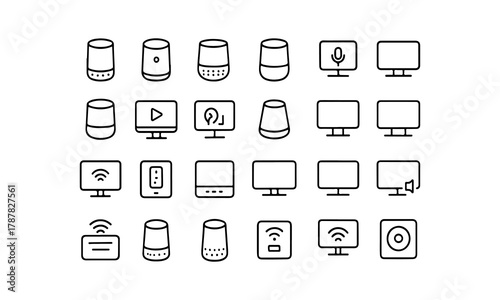 Collection of smart home device icons in a sketchy style