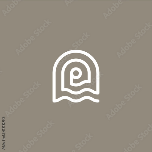 p letter niche door sea wave logo vector icon illustration