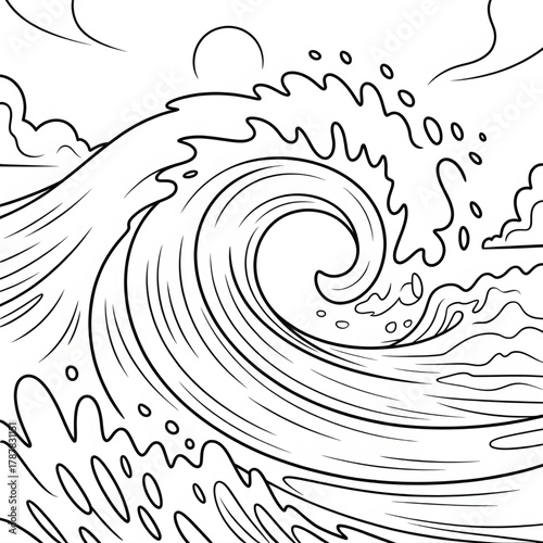 A powerful sea wave rolls toward the shore, creating white foam and shimmering reflections as sunlight dances across the deep blue water.”