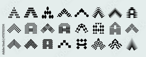 Bundle of modern abstract typeface letter A logo