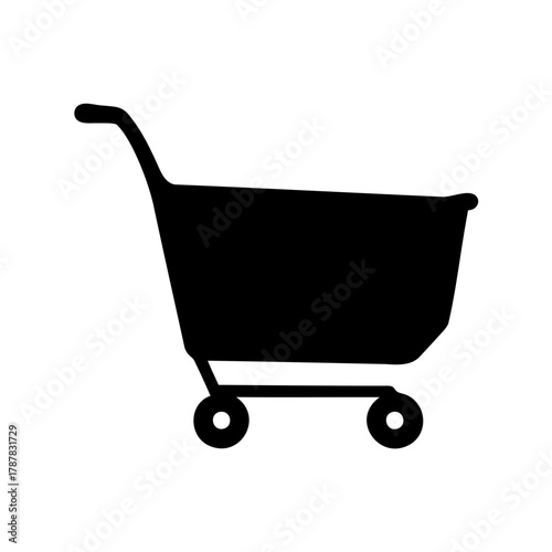 Shopping cart icon black silhouette for online commerce. Vector, illustration