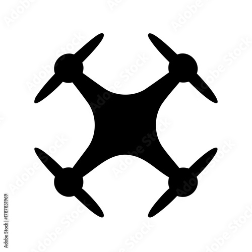 Quadcopter drone silhouette icon modern aerial technology device Vector, illustration