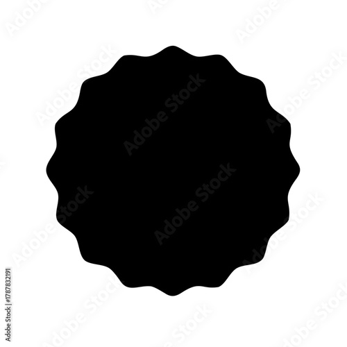 Wavy black starburst shape badge or seal graphic element Vector, illustration