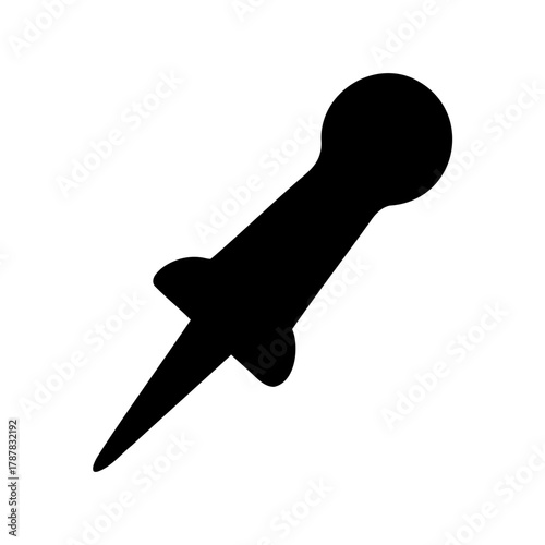 Black pushpin icon, thumbtack symbol for office supplies Vector, illustration