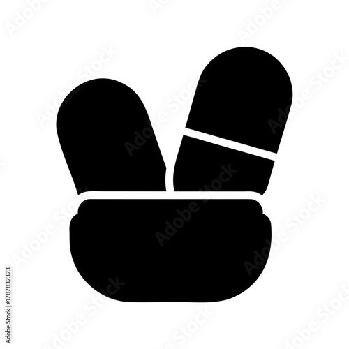 Capsules and mortar icon for pharmacy and healthcare Vector, illustration