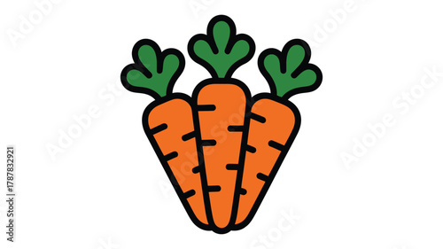 Cartoon carrots illustration, fresh vegetable food icon, healthy eating graphic element for nutrition, garden, diet, and agriculture concepts