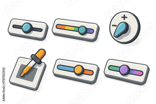 Color adjustment controls with sliders and dial for graphic interface design