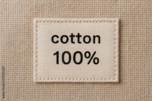 100% Organic Cotton Clothing Label: Soft, Durable Textile Fabric Composition Tag for Natural Wardrobe and Bedding
