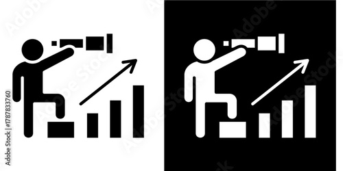 Long Term Vision  Icon Set White Style Collection