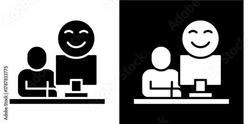 Workplace Happiness  Icon Set White Style Collection