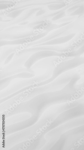 Waves flow on white reflected surface. Vertical abstract animation of white surface with waves flows