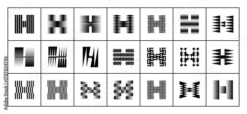 Creative modern typeface letter H logo design set