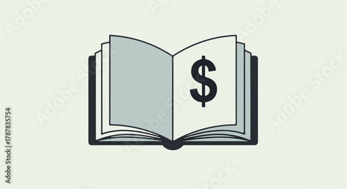 Open book with dollar sign symbolizing financial knowledge and learning