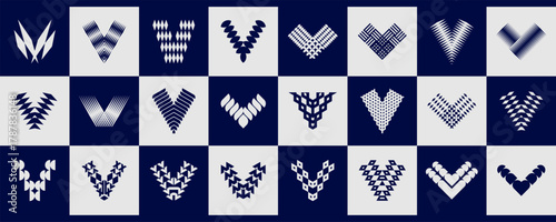 Luxury check list shape initial letter V logo set