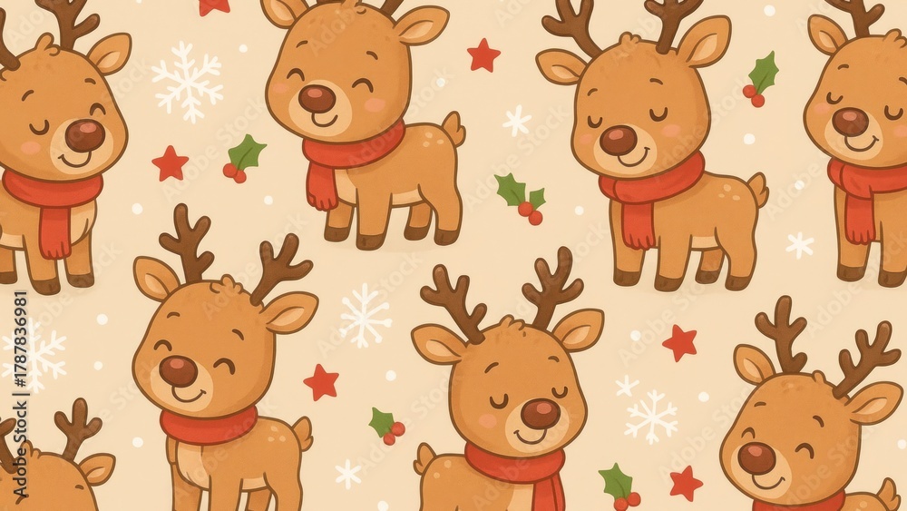 Obraz premium Cute festive reindeer pattern