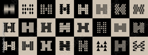 Modern ornament shape letter H logo design set