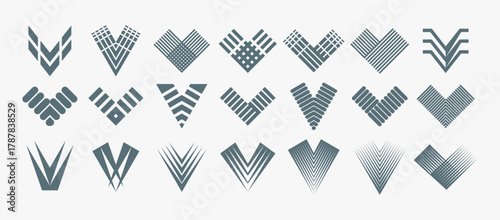 Stripe line checklist initial letter V logo set