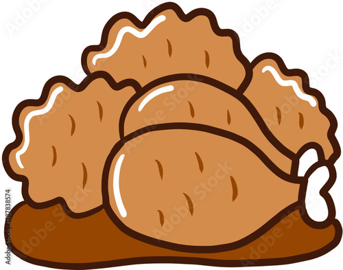 brown fried chicken cartoon style clip art preview