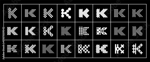 Digital modern abstract K letter initial logo set