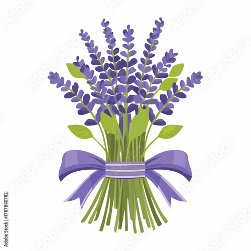 Bundle of fresh lavender tied with ribbon
