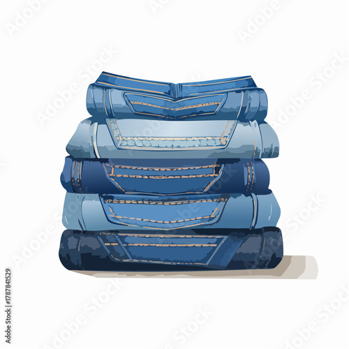 Stack of folded denim jeans