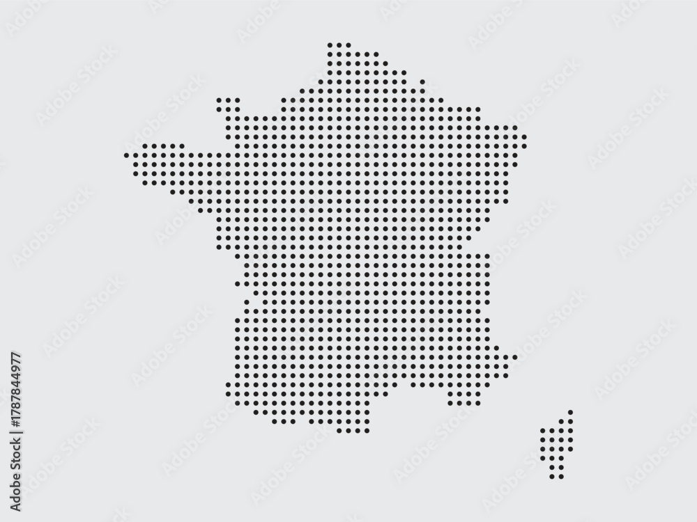 Obraz premium France map dotted silhouette geography country europe border contour shape