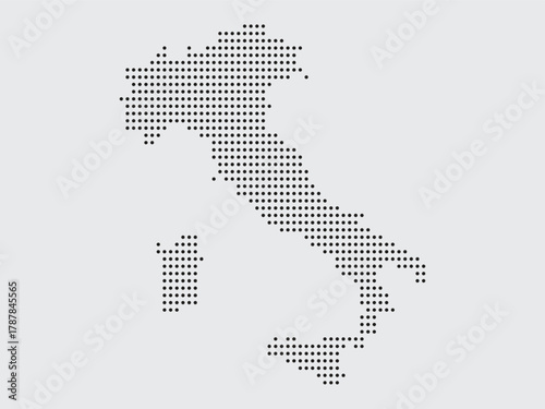 Italy map dotted silhouette geography country europe border contour shape