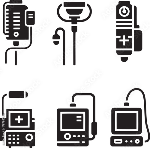 Medical equipment icons infusion pump