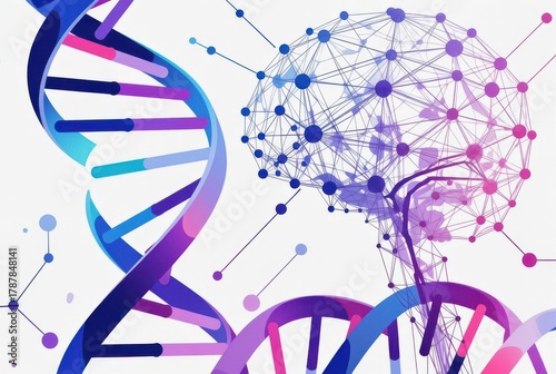 dna and brain connection, abstract, colorful clip art preview