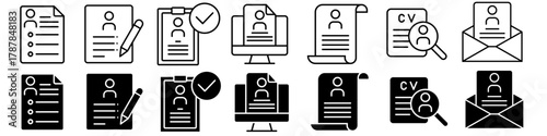 CV icon vector set. Resume illustration sign collection. user data symbol or logo.