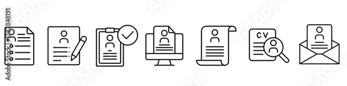 CV icon vector set. Resume illustration sign collection. user data symbol or logo.