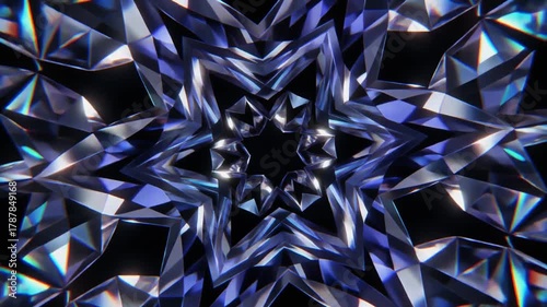 Shimmering Diamond Kaleidoscope Star Pattern Abstract Background