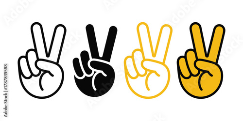 Peace sign hand gesture v victory or peace sign line art, vector icon isolated on white background, suitable for apps, websites, t-shirts, minimalist line design