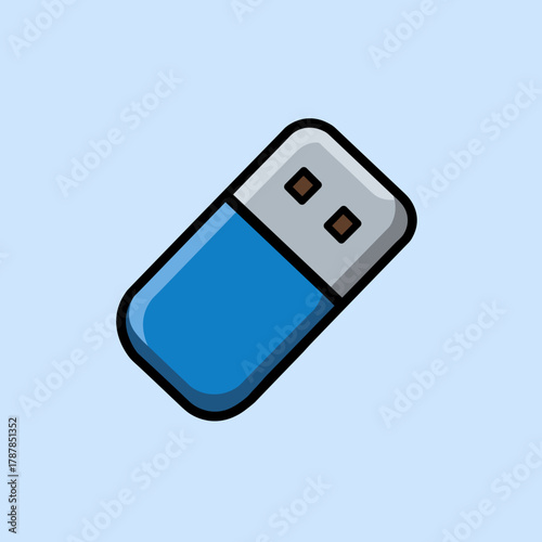 Front view USB flash drive vector – Ideal for digital storage, data transfer visuals, or technology education content.
