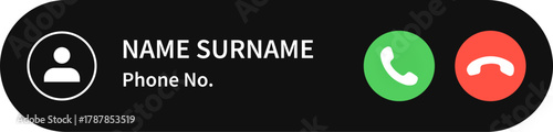 Call interface icon set. Chat, call, end call, user profile buttons. Incoming call, phone calling. Accept and Decline the call. Phone ring icon animation. Vector