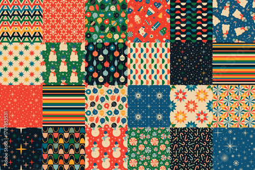 Retro vintage seamless geometric Christmas pattern