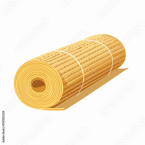 Straw mat rolled for storage