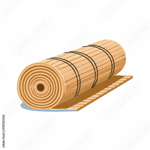 Straw mat rolled for storage