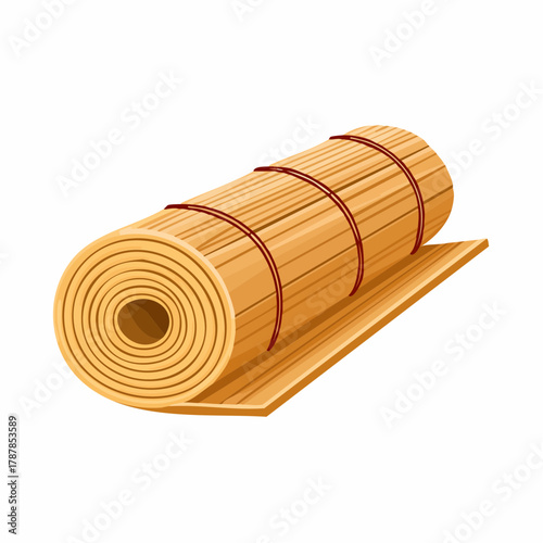 Straw mat rolled for storage